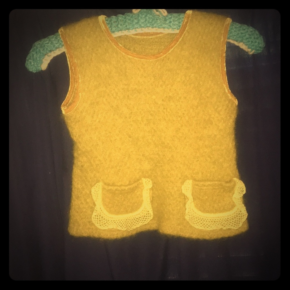 Vintage Mustard Heavy Wool Tank w/Pockets Girls LG